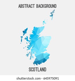 Scotland map in geometric polygonal,mosaic style in blue shades.Abstract tessellation,modern design background,low poly. Vector illustration.