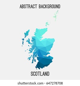 Scotland map in geometric polygonal,mosaic style in cold shades.Abstract tessellation,modern design background,low poly. Vector illustration.