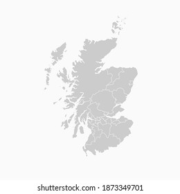 Scotland Map Gray Color. Geographic Isolated Gray Vector Country Border Map Of Scotland. Vector Illustration