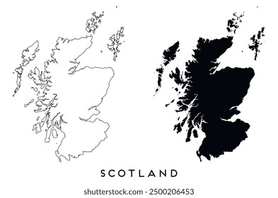 Esquema del mapa de Escocia y Vector negro de la silueta