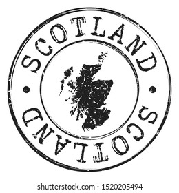 Scotland Map Postmark. Silhouette Postal Passport. Stamp Round Vector Icon. Vintage Postage Design.