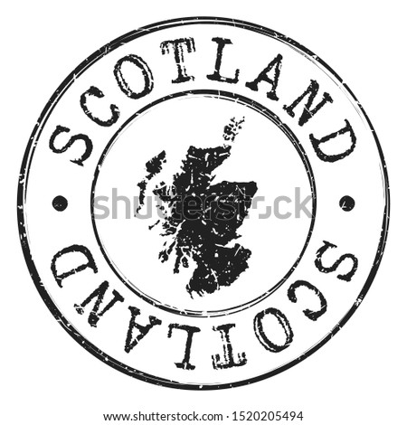 Scotland Map Postmark. Silhouette Postal Passport. Stamp Round Vector Icon. Vintage Postage Design.