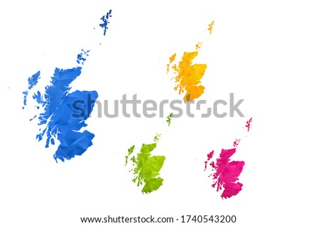 Scotland map - Set of geometric rumpled triangular low poly style gradient graphic background , polygonal design for your ,Vector eps 10.