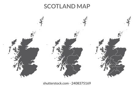 Scotland map. Map of Scotland in set in grey color