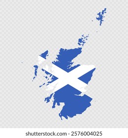 Scotland map silhouette with flag.