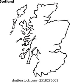 Mapa da Escócia contorno preto simples
