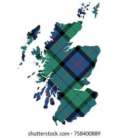 Scotland map texture of tartan plaid flat design. Vector illustration.