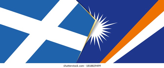 Banderas de Escocia y las Islas Marshall, dos banderas vectoriales símbolo de relación o enfrentamiento.