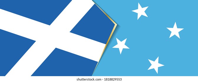 Scotland and Micronesia flags, two vector flags symbol of relationship or confrontation.