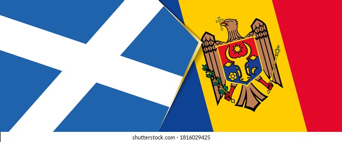 Scotland and Moldova flags, two vector flags symbol of relationship or confrontation.