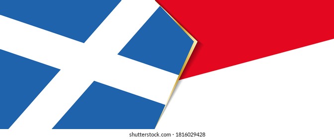 Scotland and Monaco flags, two vector flags symbol of relationship or confrontation.