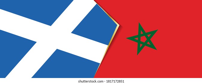 Scotland and Morocco flags, two vector flags symbol of relationship or confrontation.