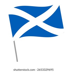 Scotland national flag flutters with flagpole