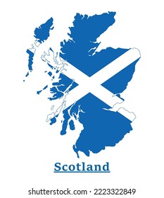 Scotland National Flag Map Design, Illustration Of Scotland Country Flag Inside The Map