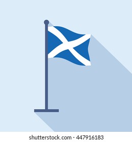 Scotland national flag on flagpole. Flat icon of Scottish state banner. Vector illustration in EPS8 format.