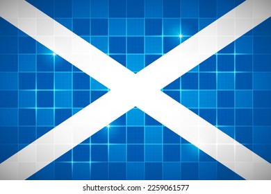 Scotland National Flag Rectangle 3:2 Verhältnis Chessboard Digital Neon Grid Square Brid Design Hintergrund