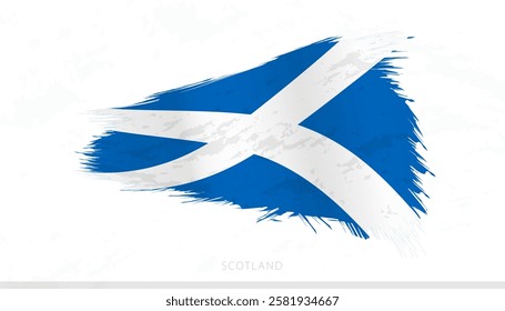 Scotland National Flag with Textured Brush Strokes. Artistic Brush Stroke Design.