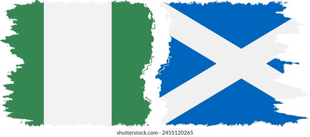 Scotland and Nigeria grunge flags connection, vector