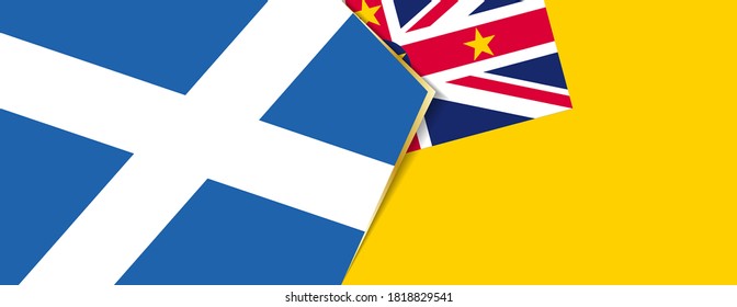 Banderas de Escocia y Niue, dos banderas vectoriales símbolo de relación o confrontación.