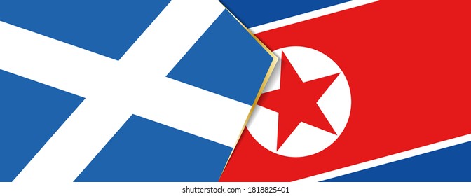 Scotland and North Korea flags, two vector flags symbol of relationship or confrontation.