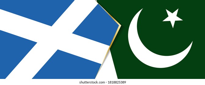 Scotland and Pakistan flags, two vector flags symbol of relationship or confrontation.