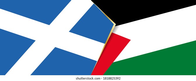 Scotland and Palestine flags, two vector flags symbol of relationship or confrontation.