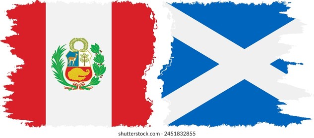 Scotland and Peru grunge flags connection, vector