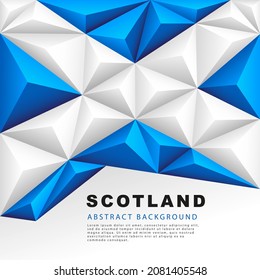 Scotland polygonal flag. Vector illustration. Abstract background made of blue and white colors of the Scottish flag.