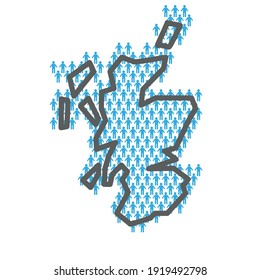 Scotland population map. Country outline made from people figures