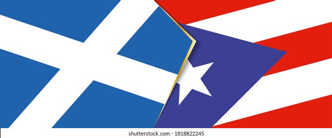 Scotland and Puerto Rico flags, two vector flags symbol of relationship or confrontation.