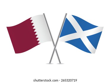 Scotland and Qatar flags. Vector illustration.