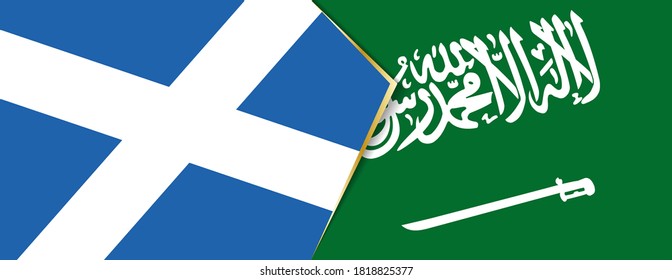 Scotland and Saudi Arabia flags, two vector flags symbol of relationship or confrontation.