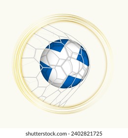 Scotland scoring goal, abstract football symbol with illustration of Scotland ball in soccer net. Vector sport illustration.