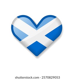 Scotland - Shiny Flag in the Form of Heart. Vector Illustration.