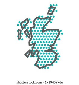 Scotland simple outline map with green halftone dot pattern