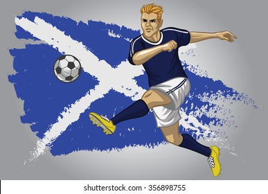 Scotland soccer player with flag as a background