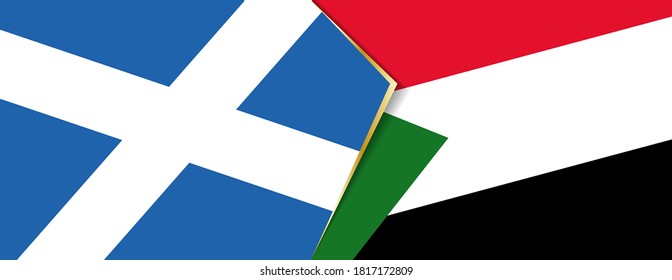 Scotland and Sudan flags, two vector flags symbol of relationship or confrontation.