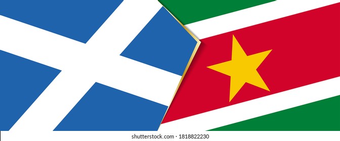 Scotland and Suriname flags, two vector flags symbol of relationship or confrontation.