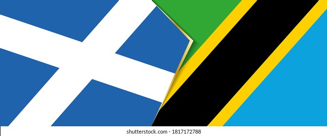 Scotland and Tanzania flags, two vector flags symbol of relationship or confrontation.