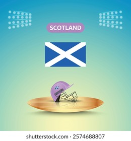 Scotland team helmet cricket, Scotland flag, helmet vector, stadium light, abstract background