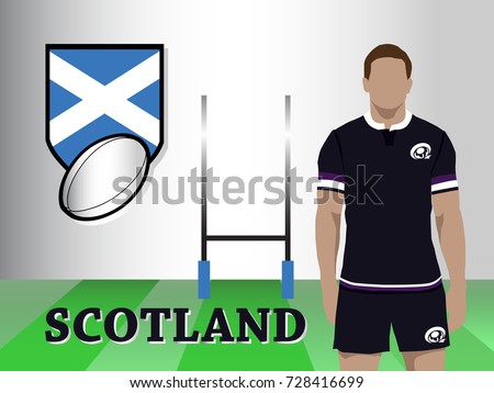 Scotland team new official rugby kit with jersey and short