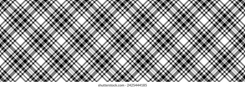 Scotland texture fabric textile, fold vector tartan background. Damask check pattern plaid seamless in white and black color.