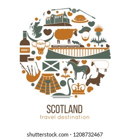 Scotland travel collection. Vector Illustration.