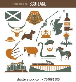 Scotland travel collection. Vector Illustration.