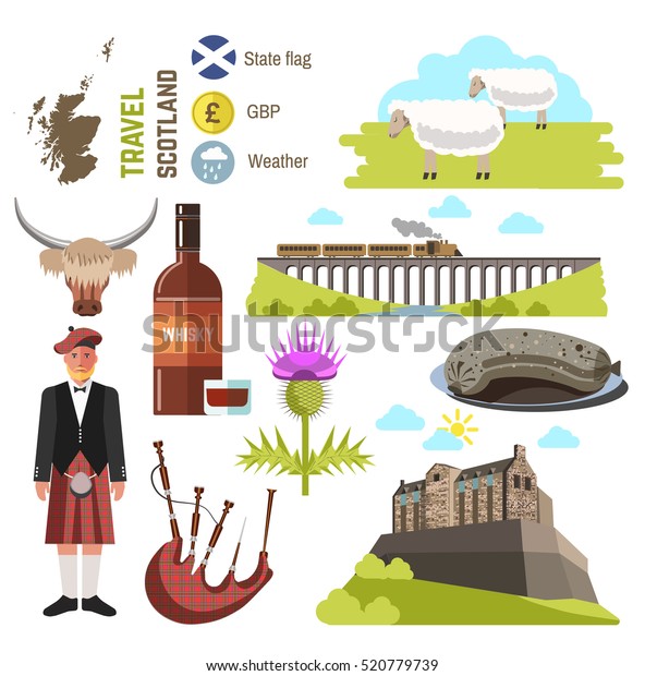 Scotland Travel Collection Vector Illustration Isolated Stock Vector ...