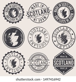 Scotland Travel Stamp Made In Product Stamp Logo Icon Symbol Design Insignia.