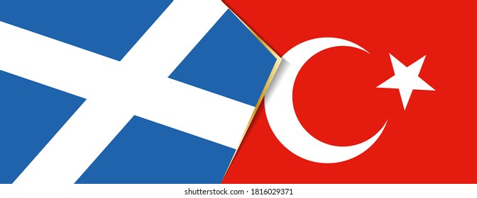 Scotland and Turkey flags, two vector flags symbol of relationship or confrontation.