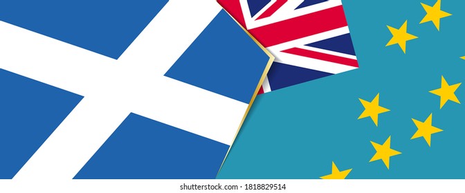 Scotland and Tuvalu flags, two vector flags symbol of relationship or confrontation.