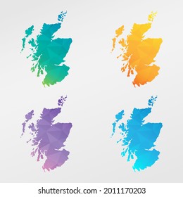 Scotland, UK Low Poly Map Clip Art Design. Geometric Polygon Graphic National Icon. Vector Illustration Symbol.