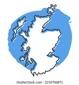 Scotland, UK Map Traditional Doodle. Icons Sketch Hand Made. Design Vector Line Art.